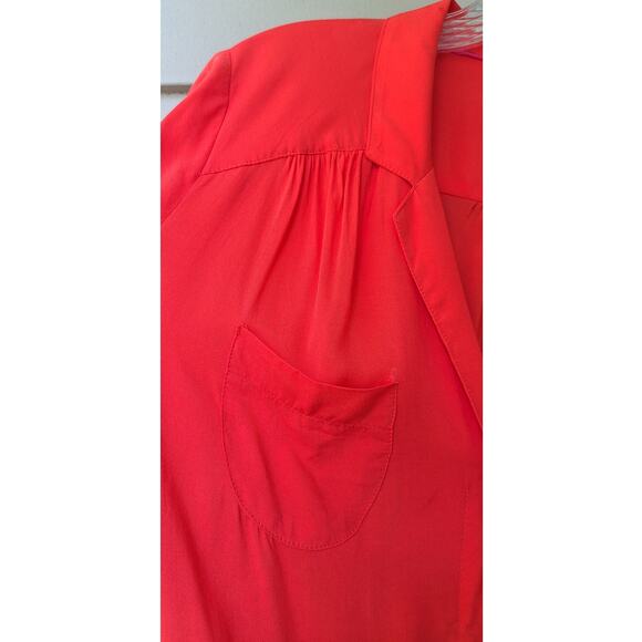 Maeve by Anthropology Front Tie Button Down Blouse Top Shirt Red Size 8 M Rayon - Picture 10 of 10